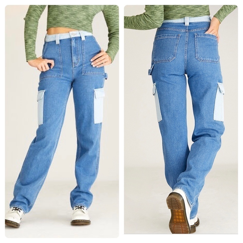 Pacsun 90s Colorblock Boyfriend Cargo Carpenter Pants Jeans SZ 25
